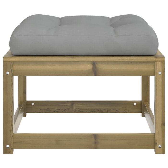 Repose-pied de jardin avec coussins bois de pin imprégné – Image 4
