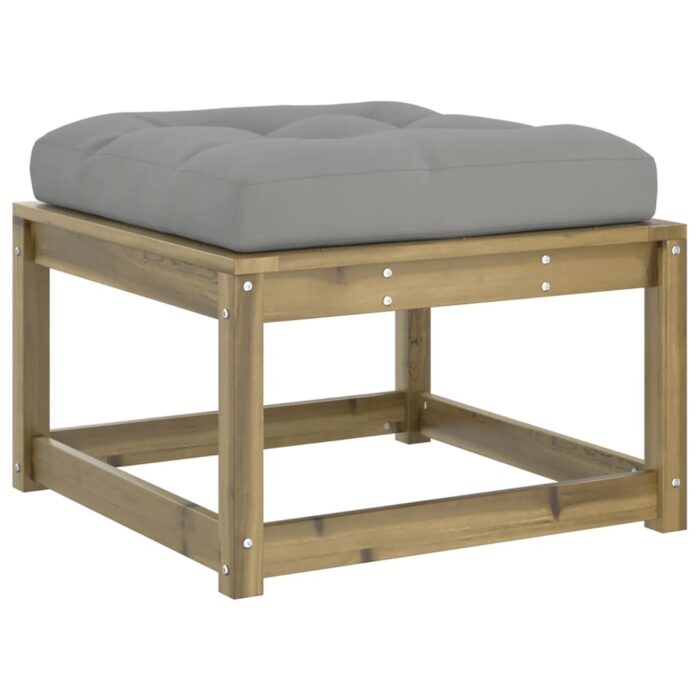 Repose-pied de jardin avec coussins bois de pin imprégné – Image 5