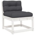 Canapés de jardin avec coussins 2pcs blanc bois de pin massif – Image 3