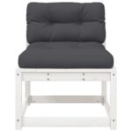 Canapés de jardin avec coussins 2pcs blanc bois de pin massif – Image 4
