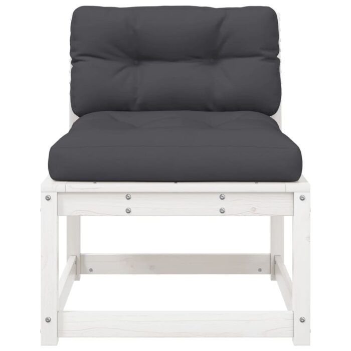 Canapés de jardin avec coussins 2pcs blanc bois de pin massif – Image 4