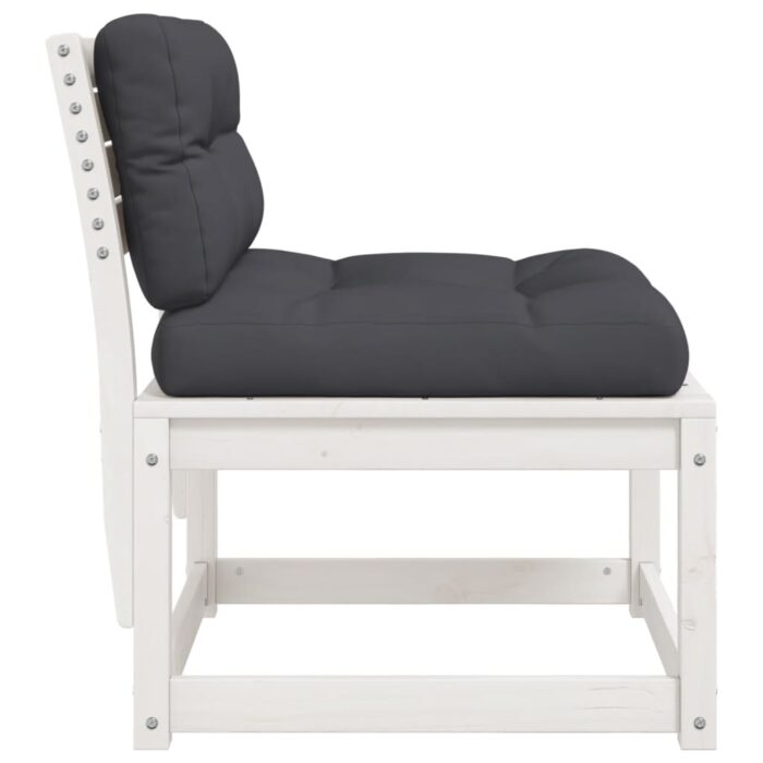 Canapés de jardin avec coussins 2pcs blanc bois de pin massif – Image 5