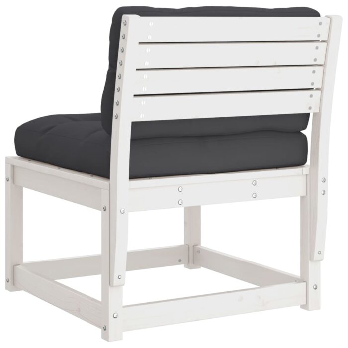 Canapés de jardin avec coussins 2pcs blanc bois de pin massif – Image 6
