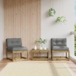 Canapés de jardin avec coussins 2pcs bois de pin imprégné