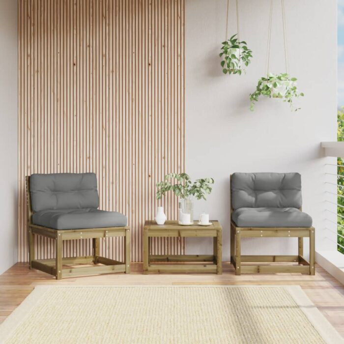 Canapés de jardin avec coussins 2pcs bois de pin imprégné – Image 1