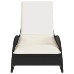 Chaise longue avec coussin noir 60x205x73 cm résine tressée – Image 2