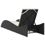 Chaise longue avec coussin noir 60x205x73 cm résine tressée – Image 4