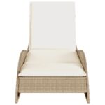 Chaise longue avec coussin beige 60x205x73 cm résine tressée – Image 2