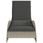 Chaise longue avec coussin gris clair 60x205x73 cm poly rotin – Image 2