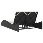 Chaise longue avec coussins noir 114x205x73 cm résine tressée – Image 4