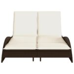 Chaise longue avec coussins marron 114x205x73 cm résine tressée – Image 2