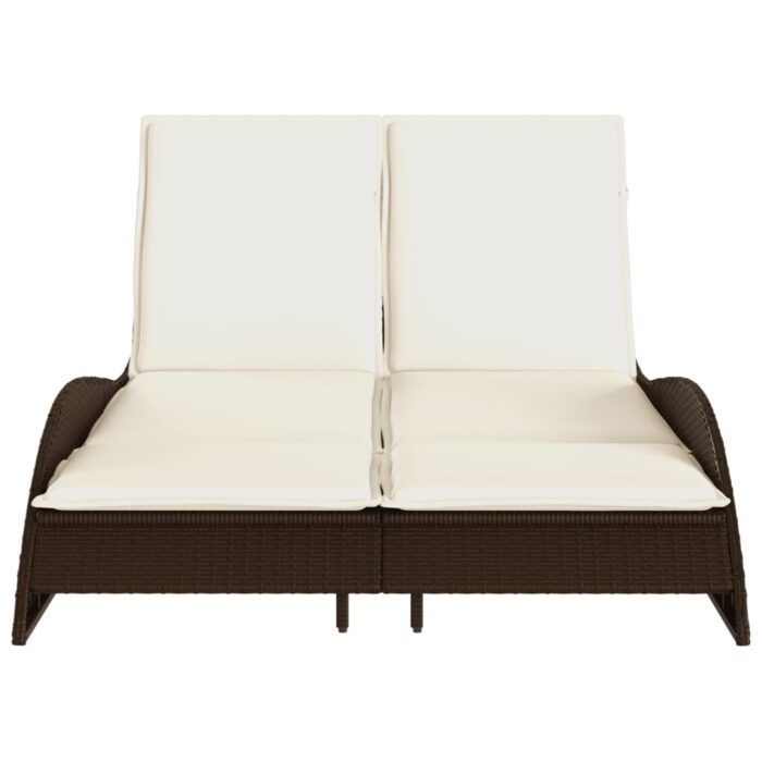 Chaise longue avec coussins marron 114x205x73 cm résine tressée – Image 2