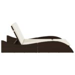 Chaise longue avec coussins marron 114x205x73 cm résine tressée – Image 3
