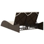 Chaise longue avec coussins marron 114x205x73 cm résine tressée – Image 4