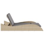 Chaise longue avec coussins beige 114x205x73 cm résine tressée – Image 3