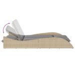 Chaise longue avec coussins beige 114x205x73 cm résine tressée – Image 5