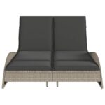 Chaise longue avec coussins gris clair 114x205x73 cm poly rotin – Image 2