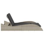 Chaise longue avec coussins gris clair 114x205x73 cm poly rotin – Image 3