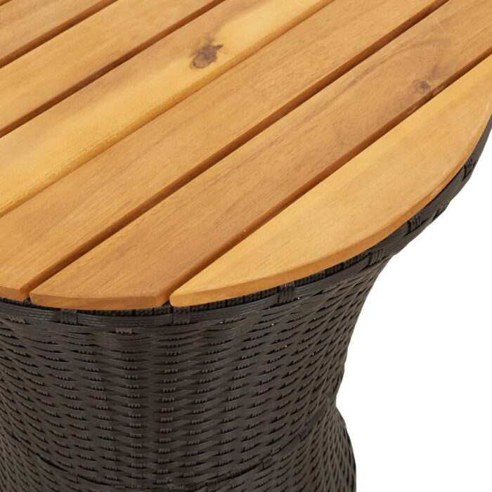 Table d'appoint de jardin forme tambour noir rotin bois massif – Image 6