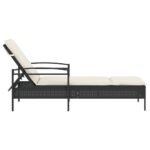 Chaise longue avec coussin noir 63x200x81 cm résine tressée – Image 3