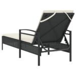 Chaise longue avec coussin noir 63x200x81 cm résine tressée – Image 4