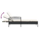 Chaise longue avec coussin noir 63x200x81 cm résine tressée – Image 5