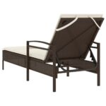 Chaise longue avec coussin marron 63x200x81 cm résine tressée – Image 4