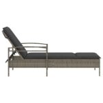 Chaise longue avec coussin gris 63x200x81 cm résine tressée – Image 3