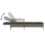 Chaise longue avec coussin gris 63x200x81 cm résine tressée – Image 5