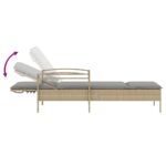 Chaise longue avec coussin beige 63x200x81 cm résine tressée – Image 5
