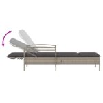 Chaise longue et coussin gris clair 63x200x81 cm résine tressée – Image 5