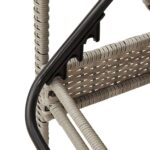 Chaise longue et coussin gris clair 63x200x81 cm résine tressée – Image 6