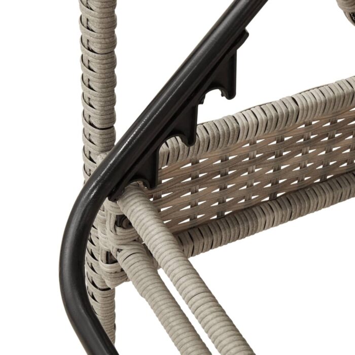 Chaise longue et coussin gris clair 63x200x81 cm résine tressée – Image 6