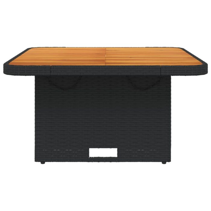 Table de jardin noir 80x80x71 cm résine tressée et bois acacia – Image 3