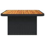Table de jardin noir 80x80x71 cm résine tressée et bois acacia – Image 4