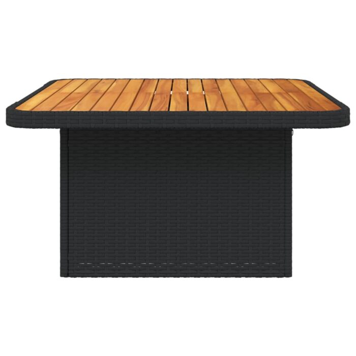 Table de jardin noir 80x80x71 cm résine tressée et bois acacia – Image 4