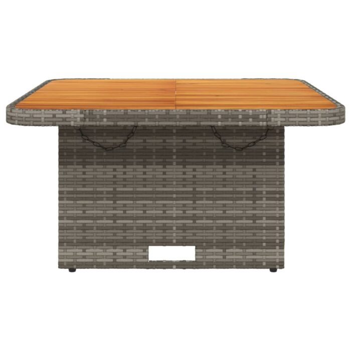 Table de jardin gris 80x80x71 cm résine tressée et bois acacia – Image 3