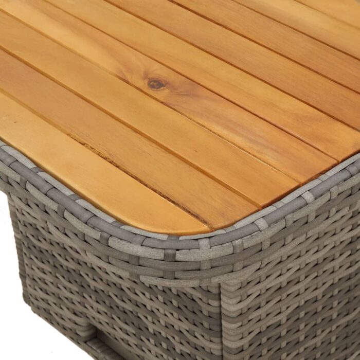 Table de jardin gris 80x80x71 cm résine tressée et bois acacia – Image 7