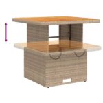 Table de jardin beige 80x80x71 cm résine tressée et bois acacia – Image 2