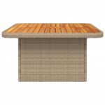 Table de jardin beige 80x80x71 cm résine tressée et bois acacia – Image 4