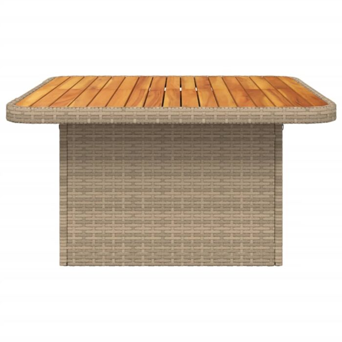 Table de jardin beige 80x80x71 cm résine tressée et bois acacia – Image 4