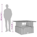 Table de jardin noir 110x110x71cm résine tressée et bois acacia – Image 10