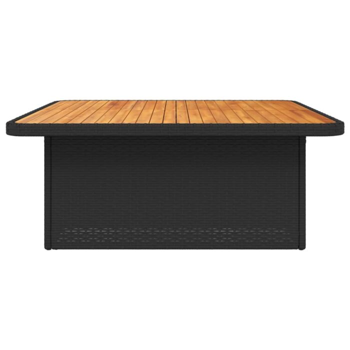 Table de jardin noir 110x110x71cm résine tressée et bois acacia – Image 4