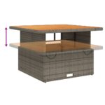 Table de jardin gris 110x110x71 cm Résine tressée bois d'acacia – Image 2