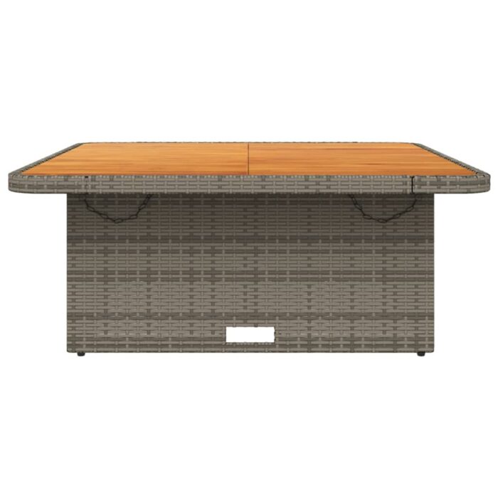 Table de jardin gris 110x110x71 cm Résine tressée bois d'acacia – Image 3