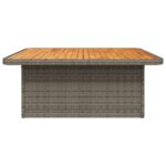 Table de jardin gris 110x110x71 cm Résine tressée bois d'acacia – Image 4