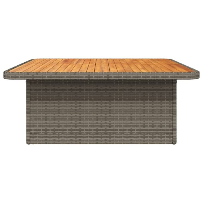 Table de jardin gris 110x110x71 cm Résine tressée bois d'acacia – Image 4