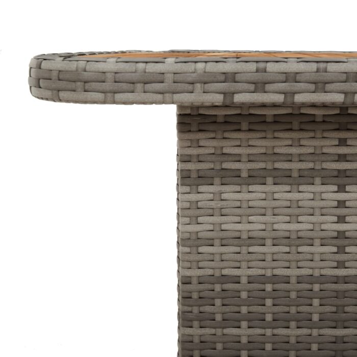 Table de jardin gris 110x110x71 cm Résine tressée bois d'acacia – Image 6