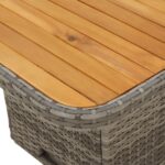 Table de jardin gris 110x110x71 cm Résine tressée bois d'acacia – Image 7