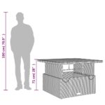 Table de jardin beige 110x110x71 cm résine tressée bois acacia – Image 10